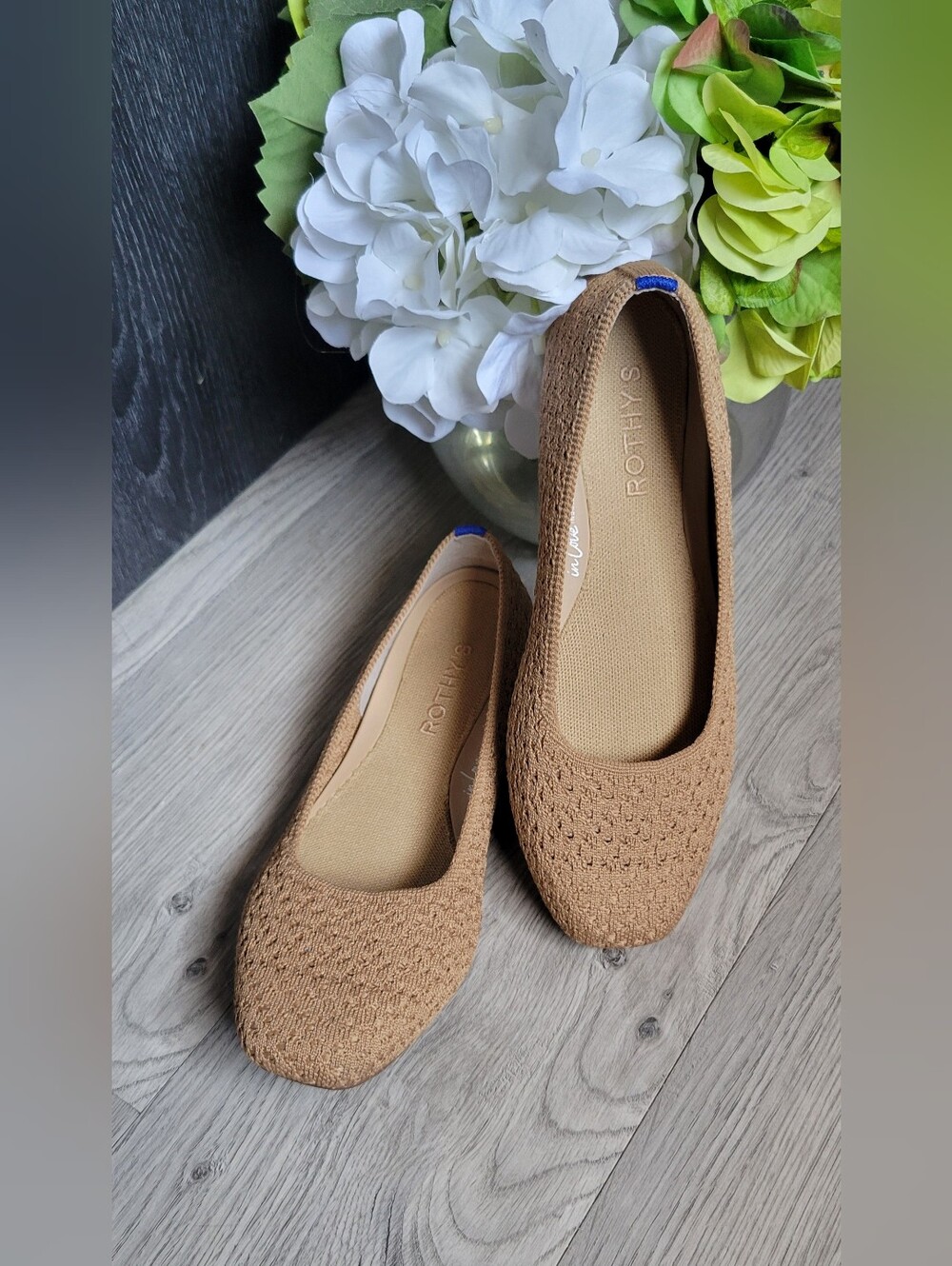 Rothy's The Max Square Toe Wren Crochet Tan Camel Flats, Women's US 7.5 EU 37.5 - Picture 3 of 15